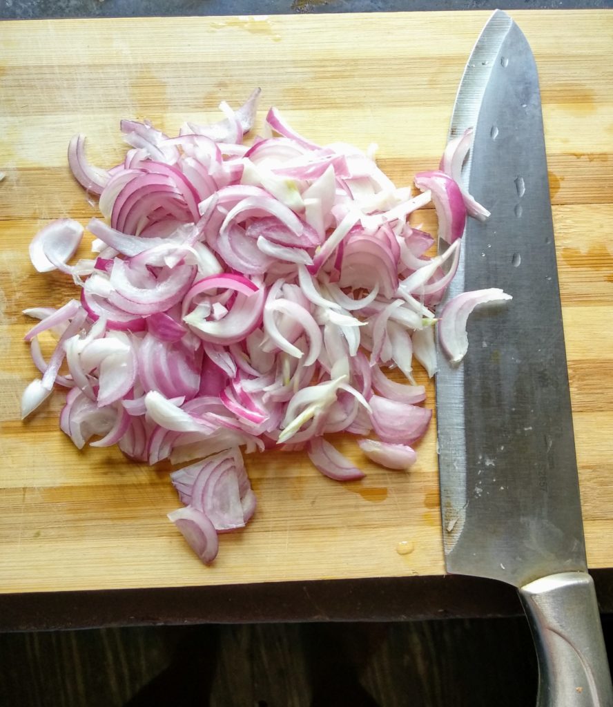 Slicing the onions