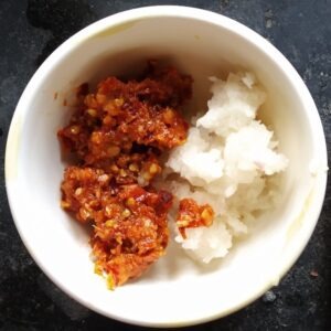Onion paste and chilli paste for Goalondo Style chicken curry
